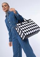 Shopper bag with patterned front, black-white, 97-4Y-506-1X, Photo 15