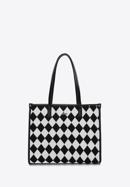 Shopper bag with patterned front, black-white, 97-4Y-506-1X, Photo 2