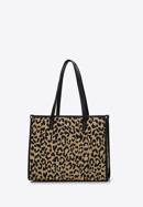 Shopper bag with patterned front, black-brown, 97-4Y-506-1X, Photo 3