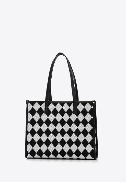 Shopper bag with patterned front, black-white, 97-4Y-506-X1, Photo 3
