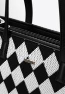 Shopper bag with patterned front, black-white, 97-4Y-506-X1, Photo 5