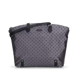 Jacquard and leather shopper bag, grey, 95-4-901-8, Photo 1