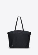 Jacquard and leather shopper bag, black, 95-4-901-1, Photo 2