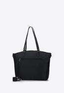 Jacquard and leather shopper bag, black, 95-4-901-1, Photo 3