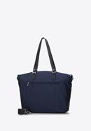 Jacquard and leather shopper bag, navy blue, 95-4-901-N, Photo 3