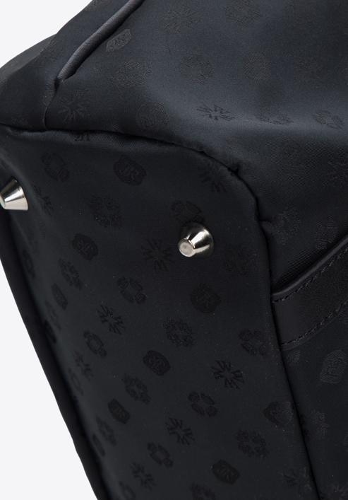 Jacquard and leather shopper bag, black, 95-4-901-1, Photo 5
