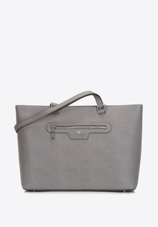 Classic leather shopper bag, grey-silver, 29-4E-009-88, Photo 1