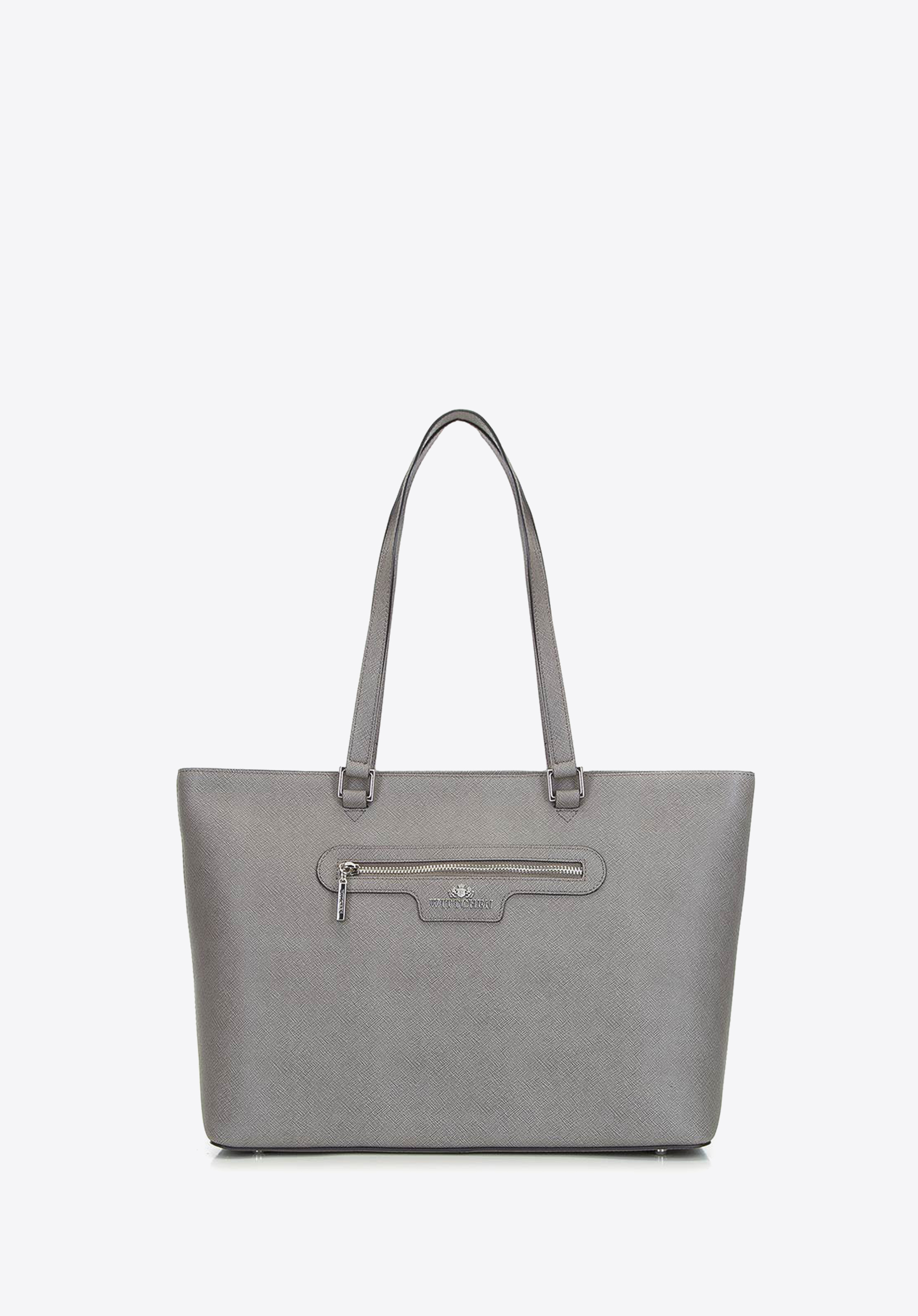 Classic leather shopper bag, grey-silver, 29-4E-009-88, Photo 1