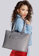 Classic leather shopper bag, grey, 29-4E-009-88, Photo 9