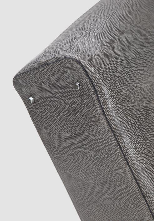 Leather winged shopper bag, grey, 95-4E-612-8, Photo 6