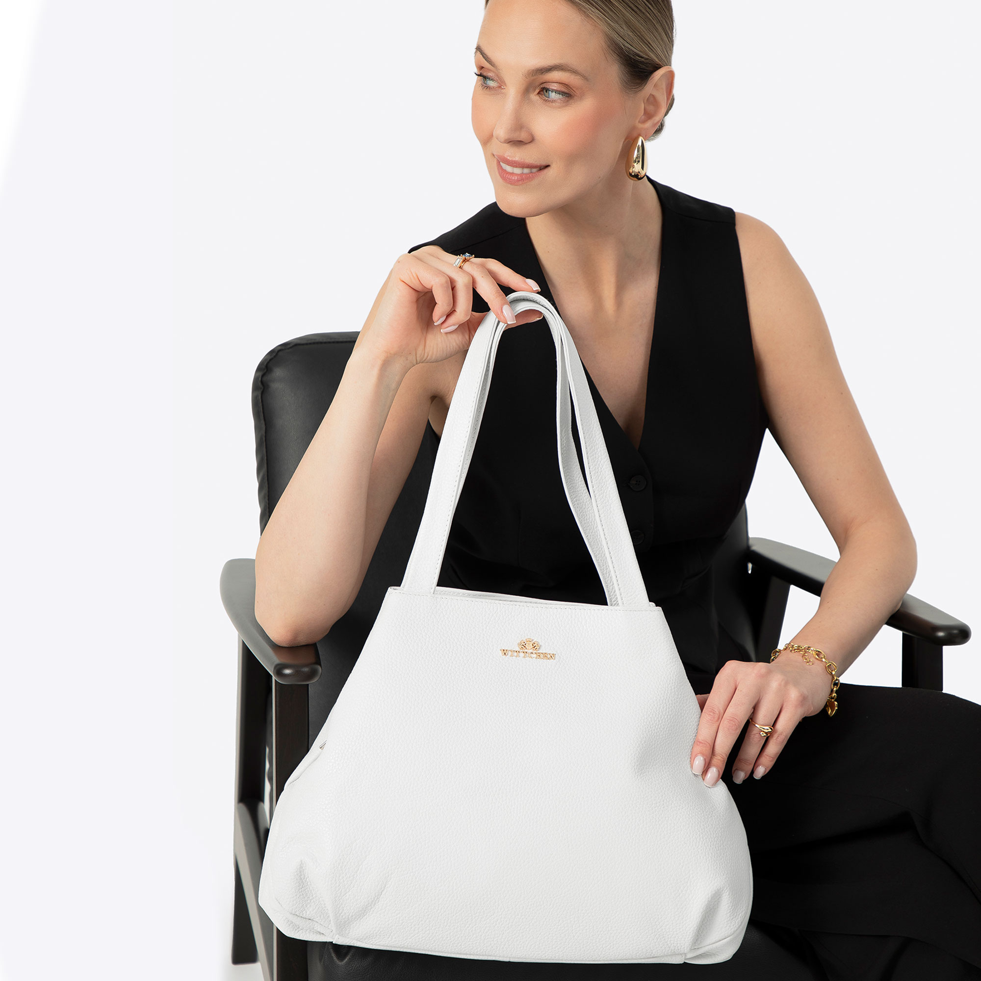 Dámska shopper kabelka z prírodnej kože biela 100-4E-807-0, Vyberte variant biela