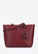 Leather shopper bag with a small pouch and a keyring, dar red, 95-4E-613-9, Photo 1