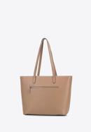 Leather shopper bag with a small pouch and a keyring, beige, 95-4E-613-N, Photo 3