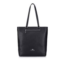 Leather shopper bag, black, 92-4E-600-1, Photo 1