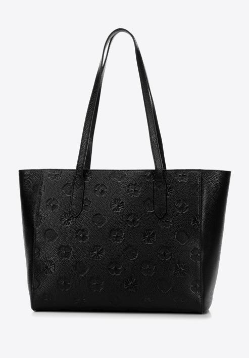 Leather monogram shopper bag, black, 98-4E-605-0, Photo 3