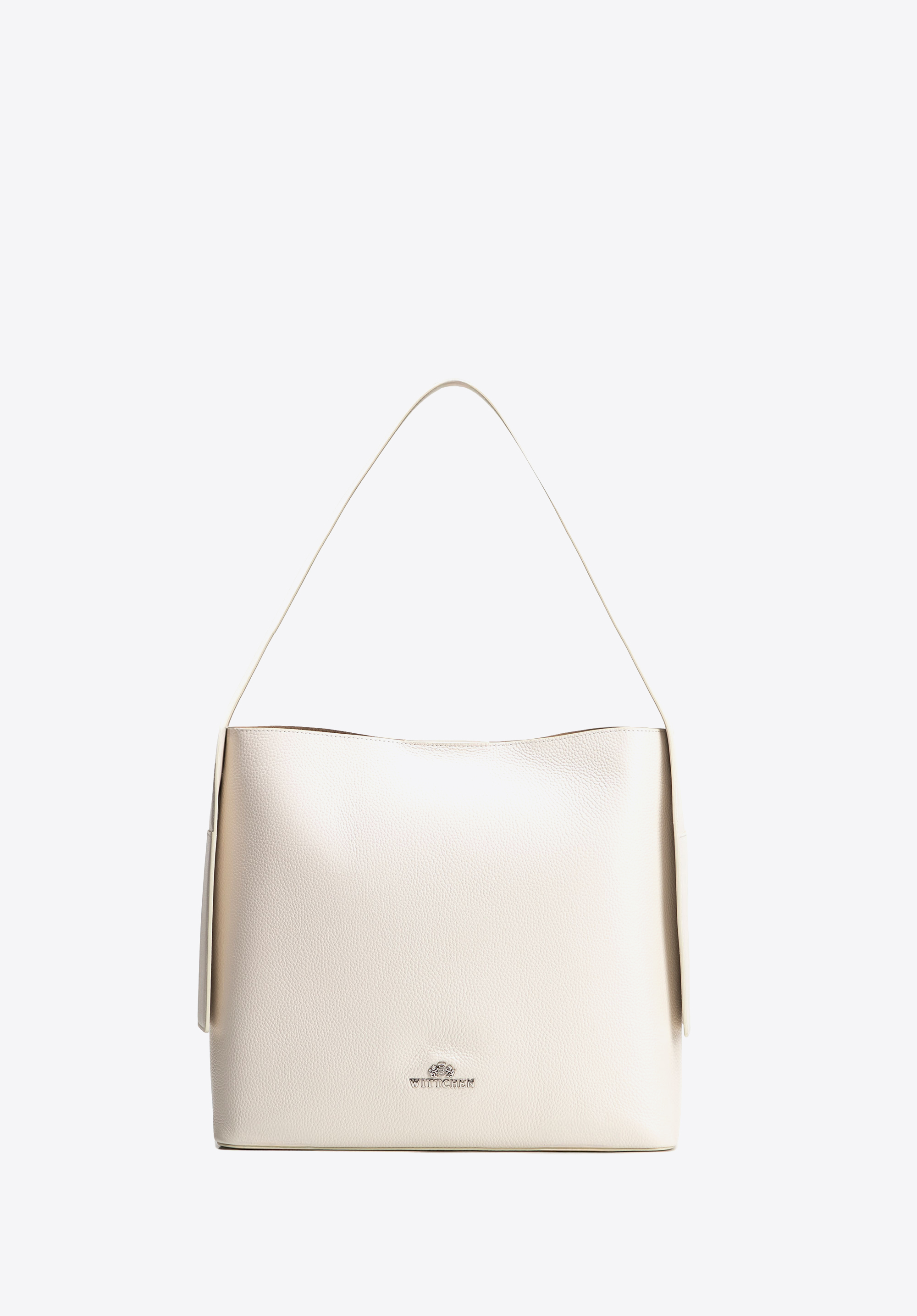 Torebka shopperka ze skóry z dodatkowymi kieszeniami, złamany biały, 100-4E-203-0, Zdjęcie 1