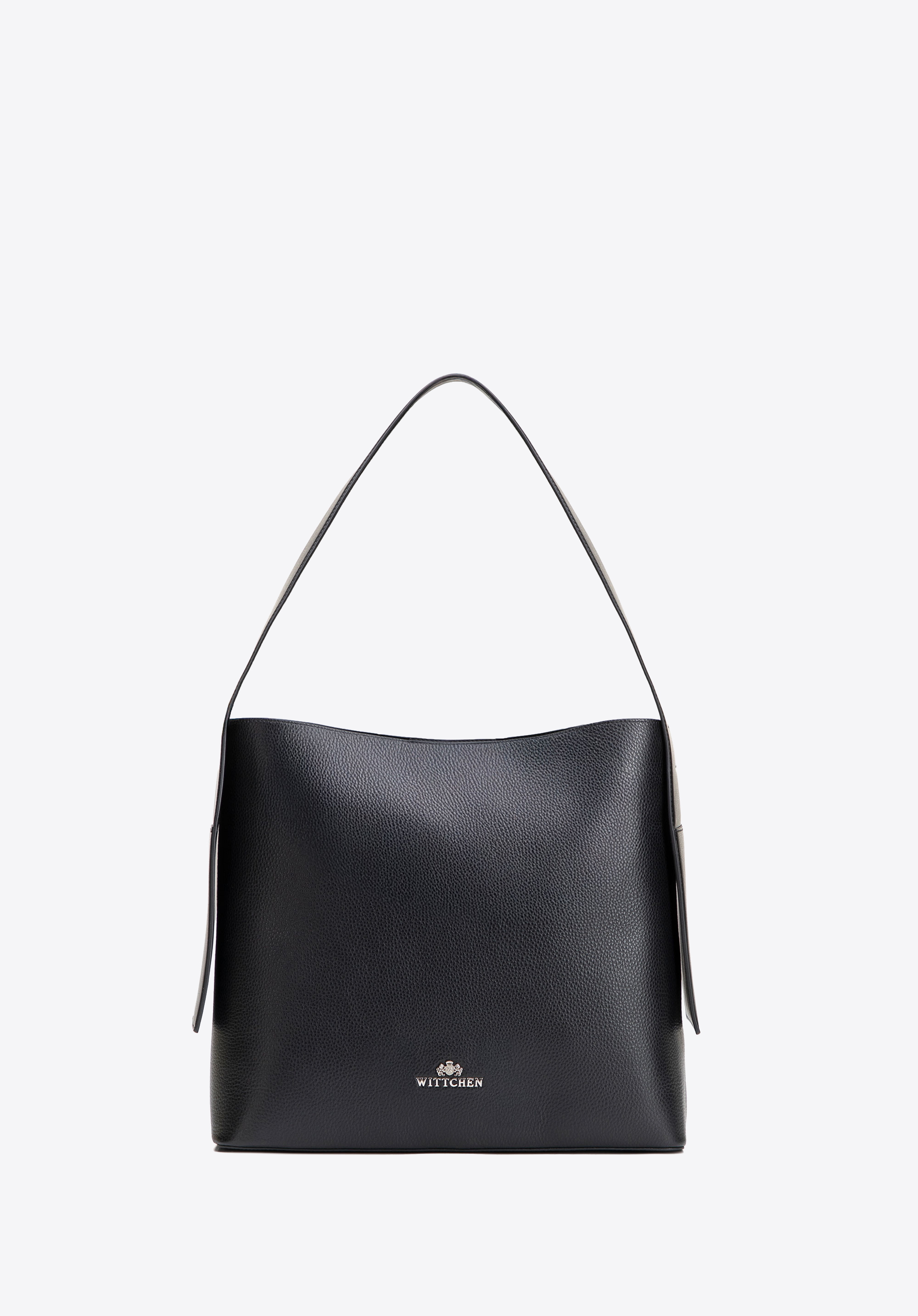 Torebka shopperka ze skóry z dodatkowymi kieszeniami, czarny, 100-4E-203-1, Zdjęcie 1