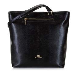 Textured leather shopper bag, black, 92-4E-600-01, Photo 1