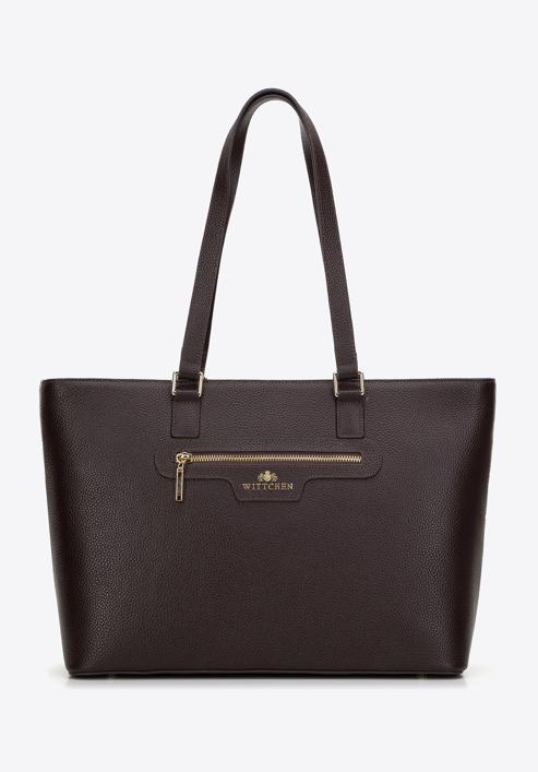 Leather shopper bag, dark brown, 29-4E-017-4, Photo 2