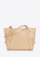 Leather shopper bag with decorative zip detail, light beige, 92-4E-646-9, Photo 1