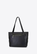 Leather shopper bag with decorative zip detail, black-gold, 92-4E-646-9, Photo 3