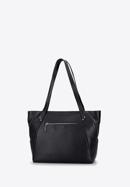 Leather shopper bag with decorative zip detail, black-silver, 92-4E-646-90, Photo 3
