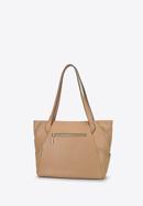 Leather shopper bag with decorative zip detail, beige, 92-4E-646-9, Photo 3