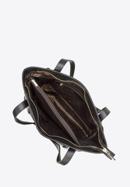 Leather shopper bag with decorative zip detail, black, 92-4E-646-90, Photo 4