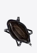 Leather shopper bag with decorative zip detail, black-silver, 92-4E-646-90, Photo 4