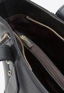 Leather shopper bag with decorative zip detail, black-gold, 92-4E-646-9, Photo 5
