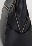 Leather shopper bag with decorative zip detail, black-gold, 92-4E-646-9, Photo 6