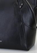 Leather shopper bag with decorative zip detail, black-silver, 92-4E-646-90, Photo 6