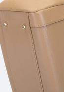 Leather shopper bag with decorative zip detail, beige, 92-4E-646-9, Photo 6