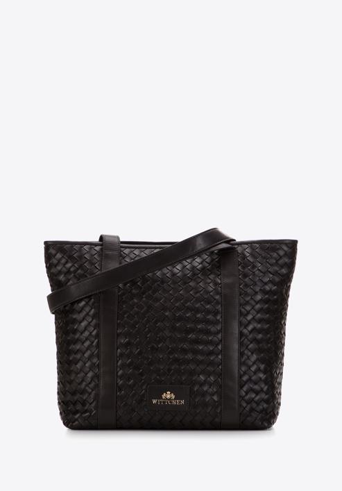 Woven leather shopper bag, brown, 97-4E-512-1, Photo 1