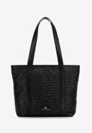 Woven leather shopper bag, black, 97-4E-512-4, Photo 2