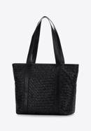 Woven leather shopper bag, black, 97-4E-512-4, Photo 3