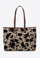 Women's shopper bag with animal-print detail, brown, 98-4Y-007-X1, Photo 2