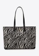 Women's shopper bag with animal-print detail, black, 98-4Y-007-X2, Photo 2