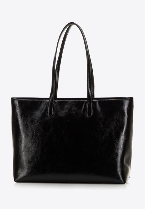 Women's shopper bag with animal-print detail, black, 98-4Y-007-X2, Photo 3