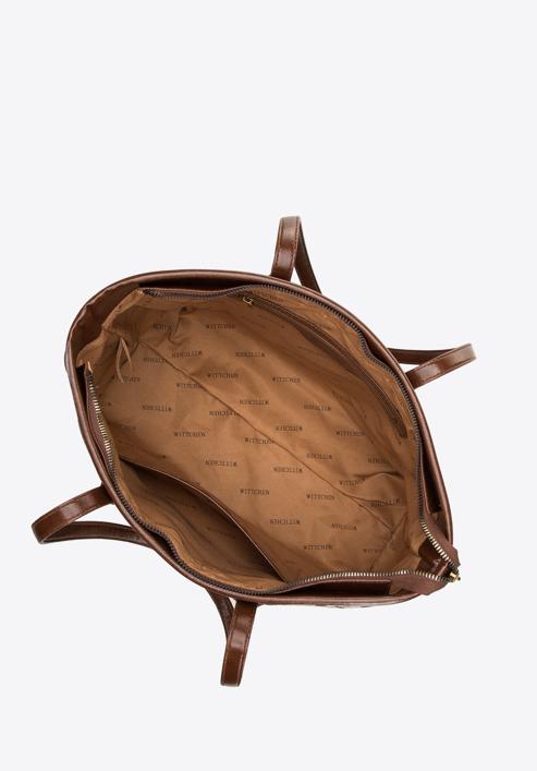 Women's shopper bag with animal-print detail, brown, 98-4Y-007-X1, Photo 4