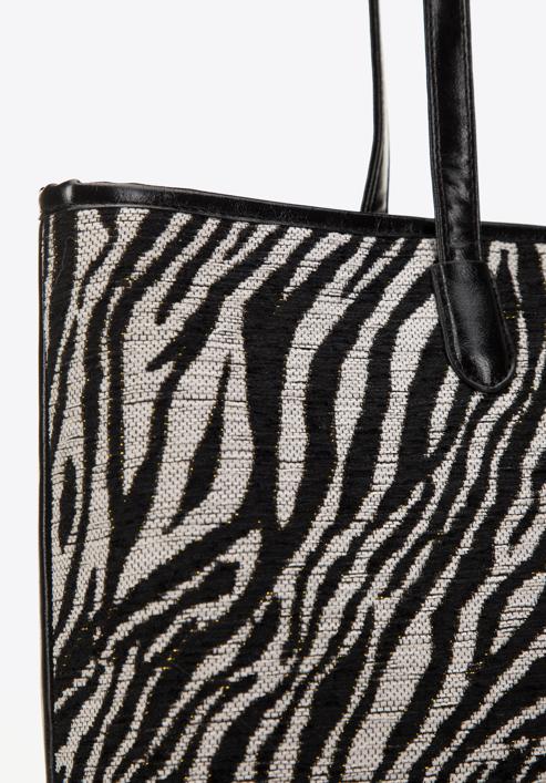 Women's shopper bag with animal-print detail, black, 98-4Y-007-X1, Photo 5