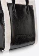 Shopper bag with teddy faux fur detail, black-cream, 97-4Y-250-4, Photo 6