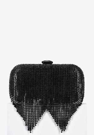 Evening clutch bag with diamante fringe, black, 96-4Y-231-1, Photo 1