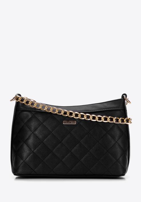 Quilted faux leather chain hobo bag, black, 97-4Y-245-1, Photo 1