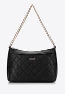 Quilted faux leather chain hobo bag, black, 97-4Y-245-1, Photo 2
