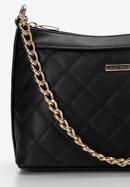 Quilted faux leather chain hobo bag, black, 97-4Y-245-1, Photo 5
