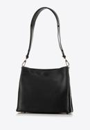 Leather hobo bag with decorative buckle, black, 98-4E-614-1, Photo 3