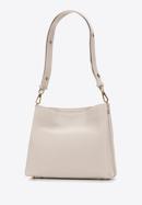 Leather hobo bag with decorative buckle, light beige, 98-4E-614-9, Photo 3