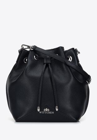 Small leather hobo bag, black, 95-4E-621-1, Photo 1