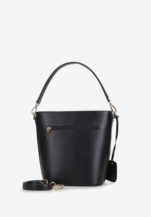 Leather plaited hobo bag, black, 93-4E-301-4, Photo 2